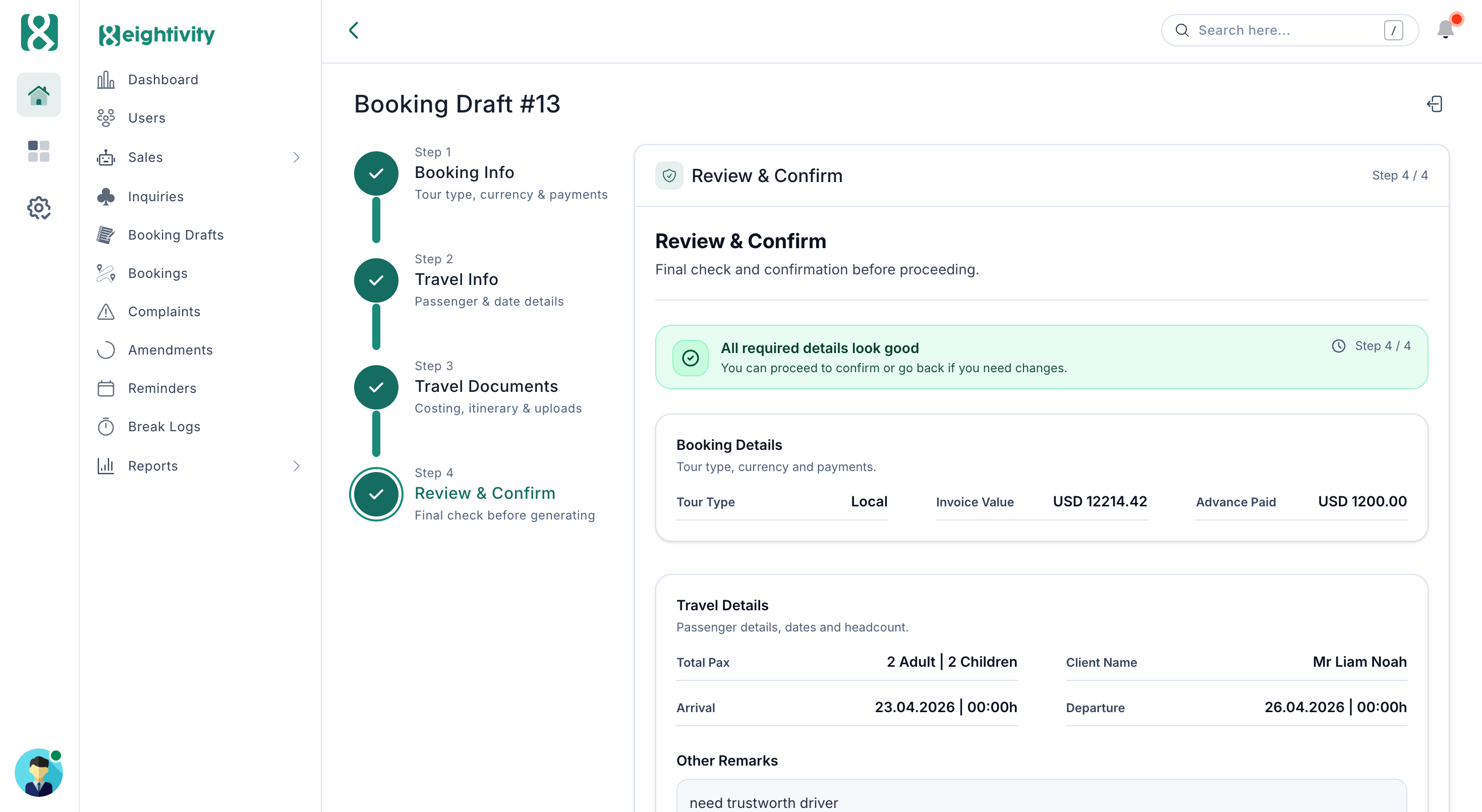 Eightivity CRM screen 5
